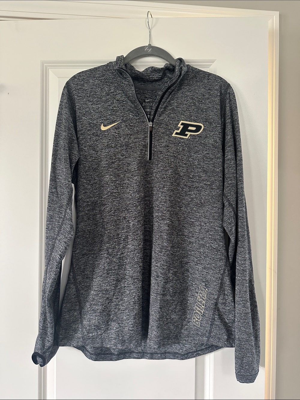Nike Women’s Purdue Boilermakers Heathered Gray Quarter-Zip Pullover